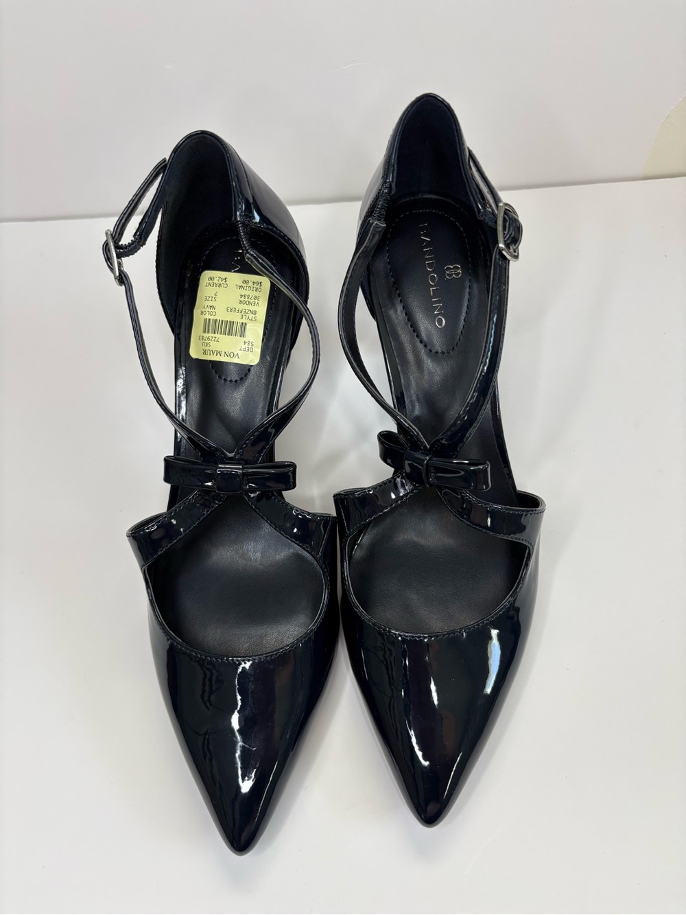 Bandolino  bluish b navy Patent Pointed-Toe Ankle-Strap Pumps with Bow Detail